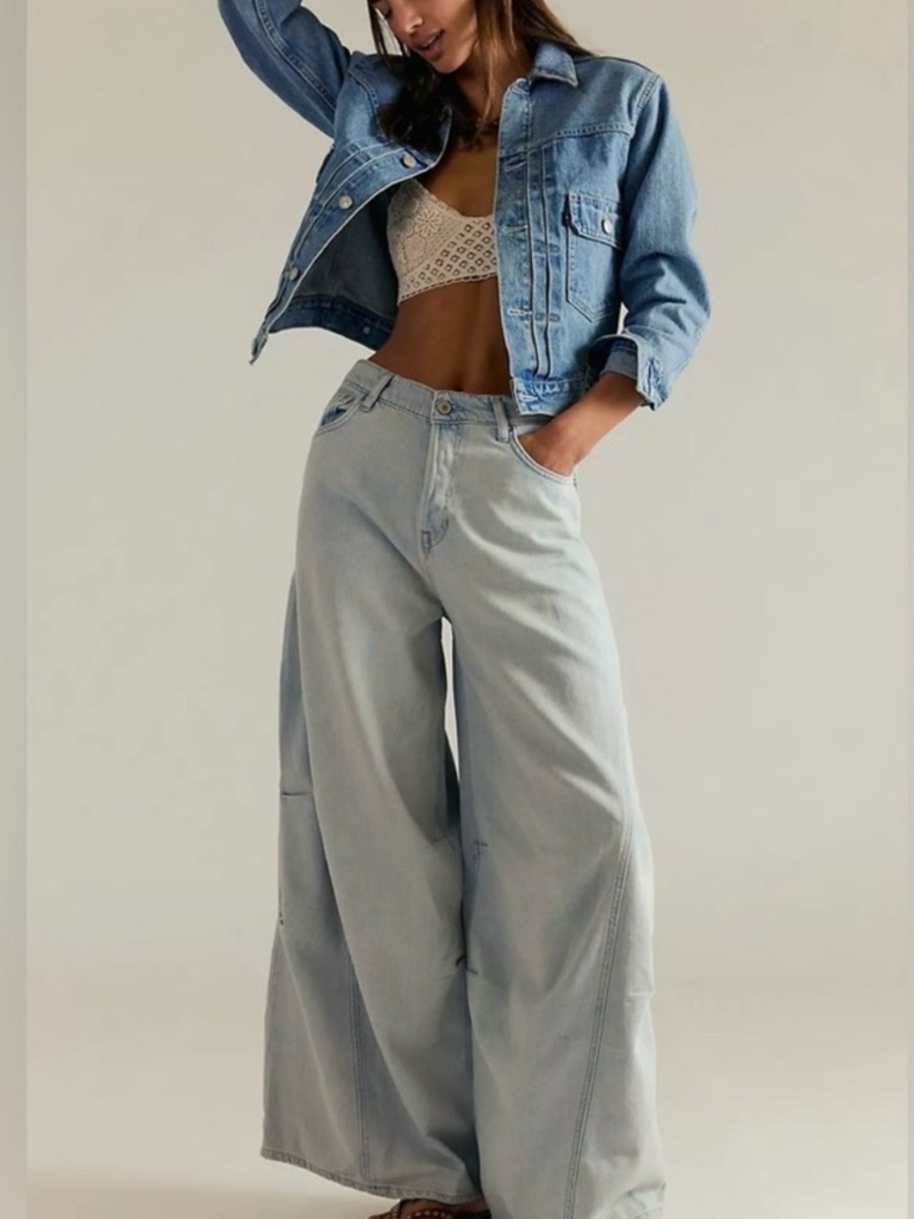 We The Free Westward Demi Jeans Light Blue Wide-Leg Denim